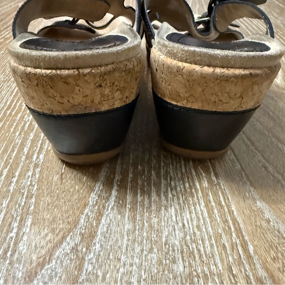 Dansko Carla Wedge Sandal Black Full Grain Leather Women's Size 41 US 10 Slip-On - Picture 5 of 12